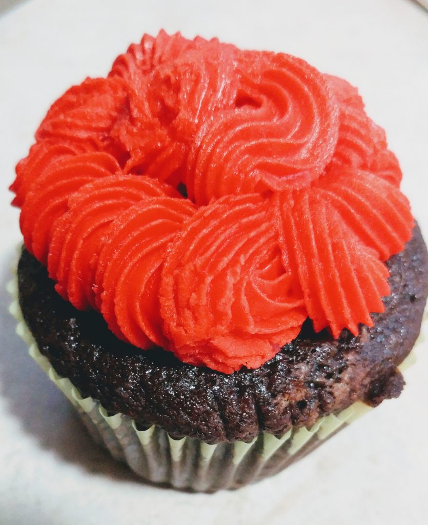 chocolate cupcake red buttercream icing